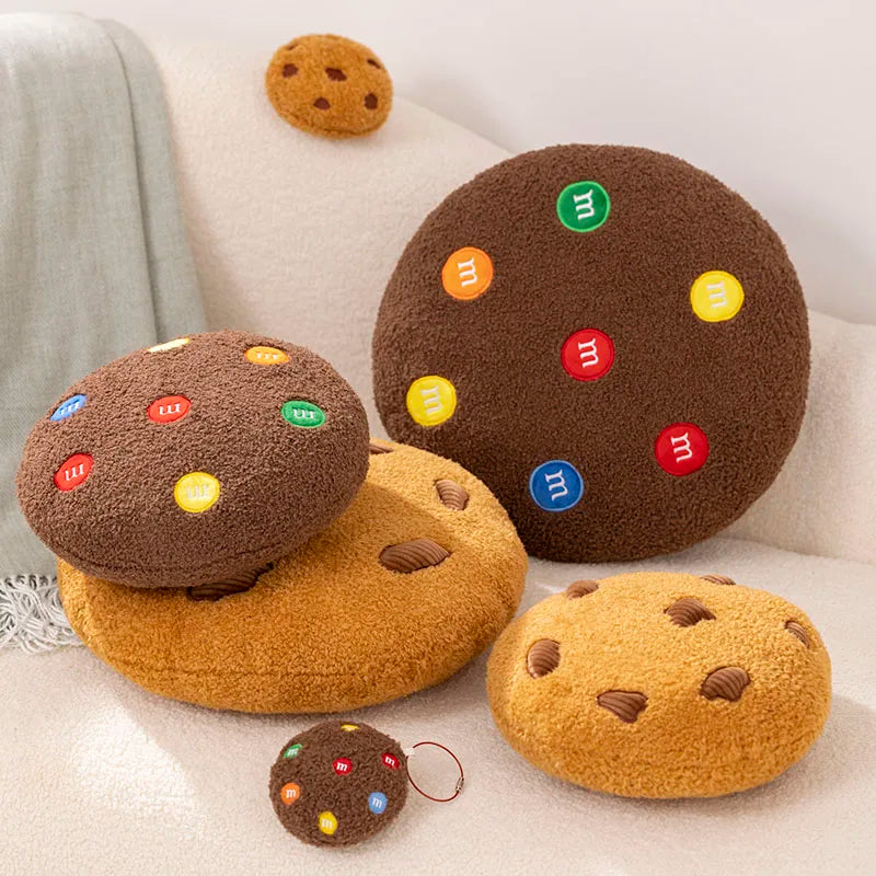 Creative Cookies Pillows Round Shape Chocolate Biscuits Stuffed Plush Toys Realistic Food Snack Seat Cushion Plushie Props Gifts