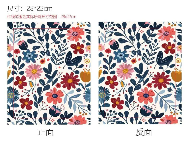 1 pc Book Sleeve with Zipper Flower Books Pouch Watercolor Flower Leaf Waterproof Protector for Paperback Fabric