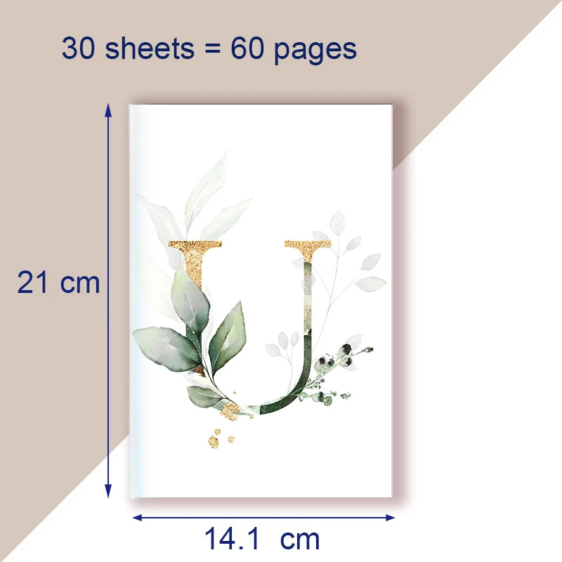 A5 Notebook Note Book Monogram Name Initial Alphabet Letter Majuscule Letters Flower Decor Personality Art Design Personal Diary