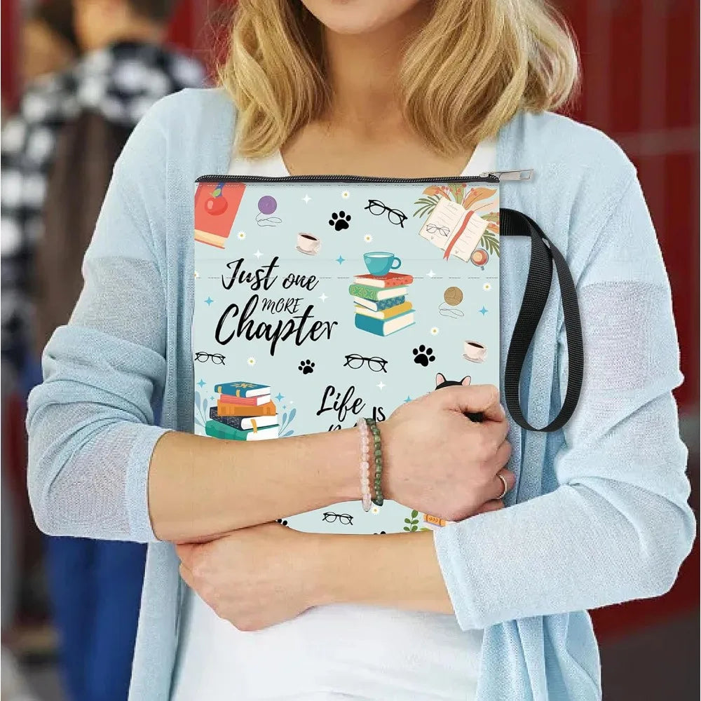 Book Sleeves Cat Coffee Book Protector Book Covers for Paperbacks Washable Cloth Book Cover with Zipper and Extra Sleeve Pocket