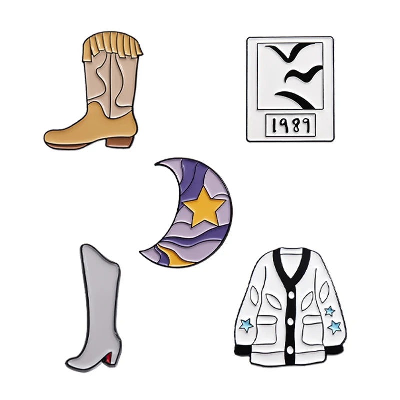 Pop Singer-Inspired Enamel Pin Sets – Aesthetic Enamel Brooches, Lyrics & Outfits | Cute Collectible Accessories for Bags, Jackets & Lanyards