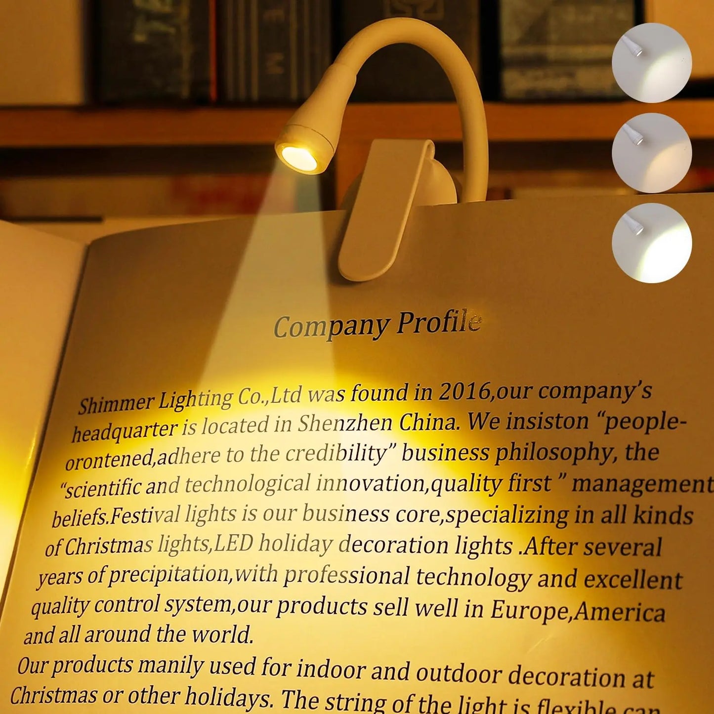 Portable Mini LED Book Light 3 Color Warm Cool White Rechargeable Clip 360° Flip Book Lamp for Travel Bedroom Reading Light