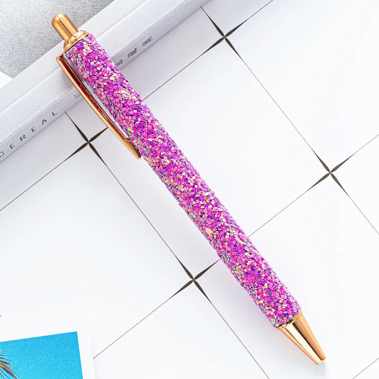 Lytwtw's Roller Ballpoint Pen Rhinestone Luxury Cute Wedding Rose Gold Metal Stationery School Office Supply Spinning