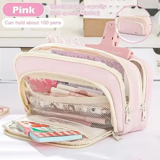 Cute Multi Layer Pencil Case Pouch, Large Capacity Pen Case Bag,Durable Stationery Storage Bag For Students, School&Office