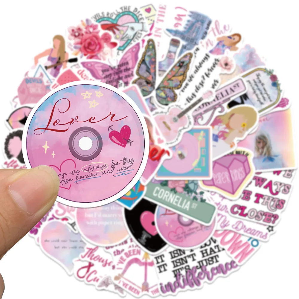 10/30/50PCS New Taylor Hot Singer Stickers Pink Decorative Graffiti Decorative Toy Gift DIY Refrigerator Water Cup Guitar Bike