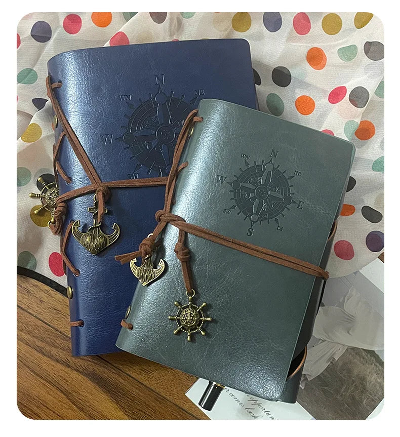 A5 A6 A7 Customizable Name Vintage Matte Finish Notebook Pirate Theme Compass Design Hardcover Journal Personalized Gift for Him
