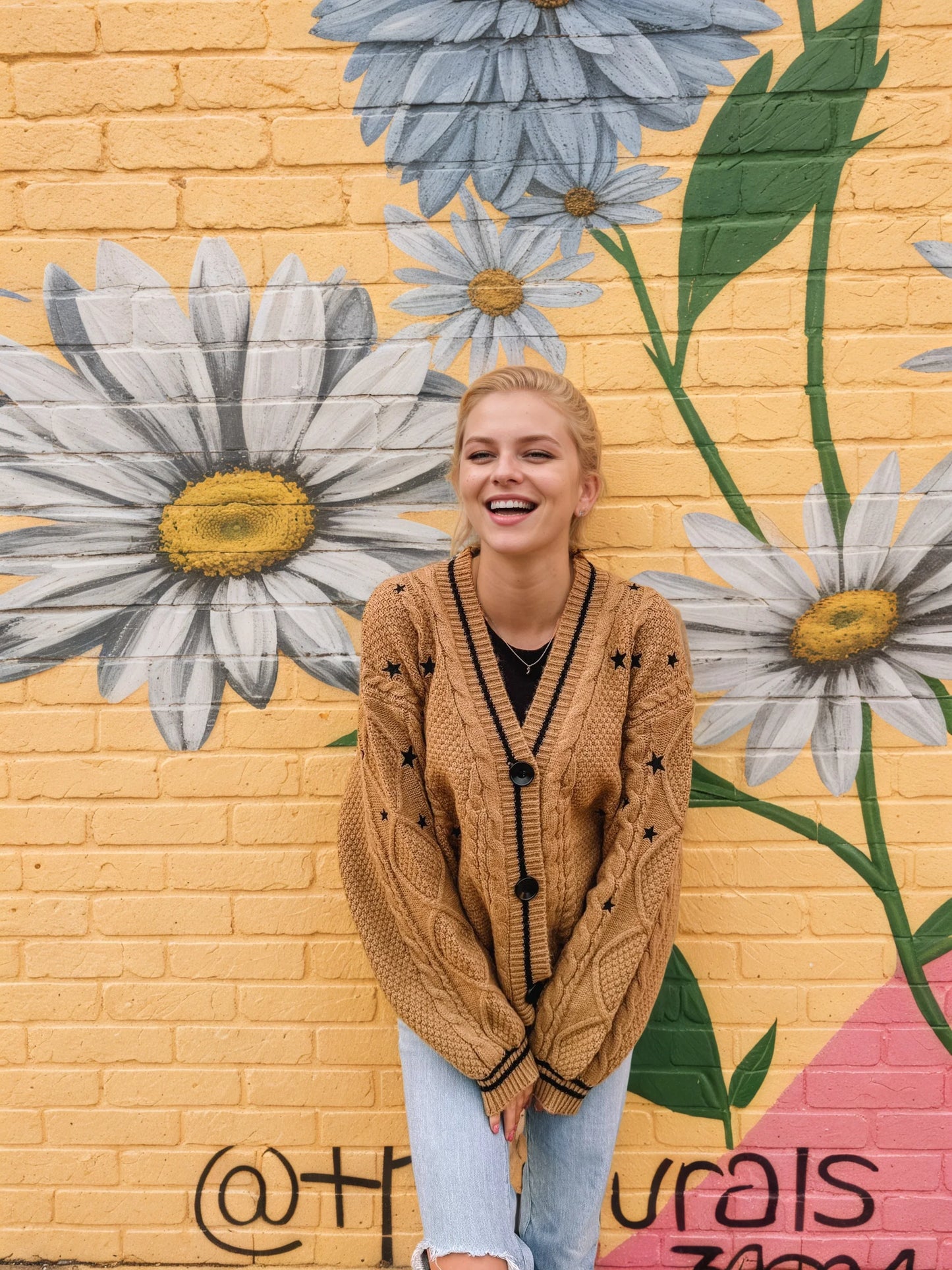 Fearless-Era Inspired Knitted Cardigan – Star Embroidered Cable Knit | Fan-Made Dupe