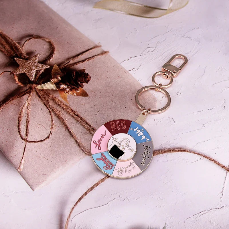 Rotating Album Keychain – Cute Collector Spinner Keychain for Swifties | Multi-Era Metal Pendant
