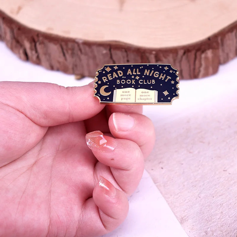 Read All Night Book Club Enamel Pin