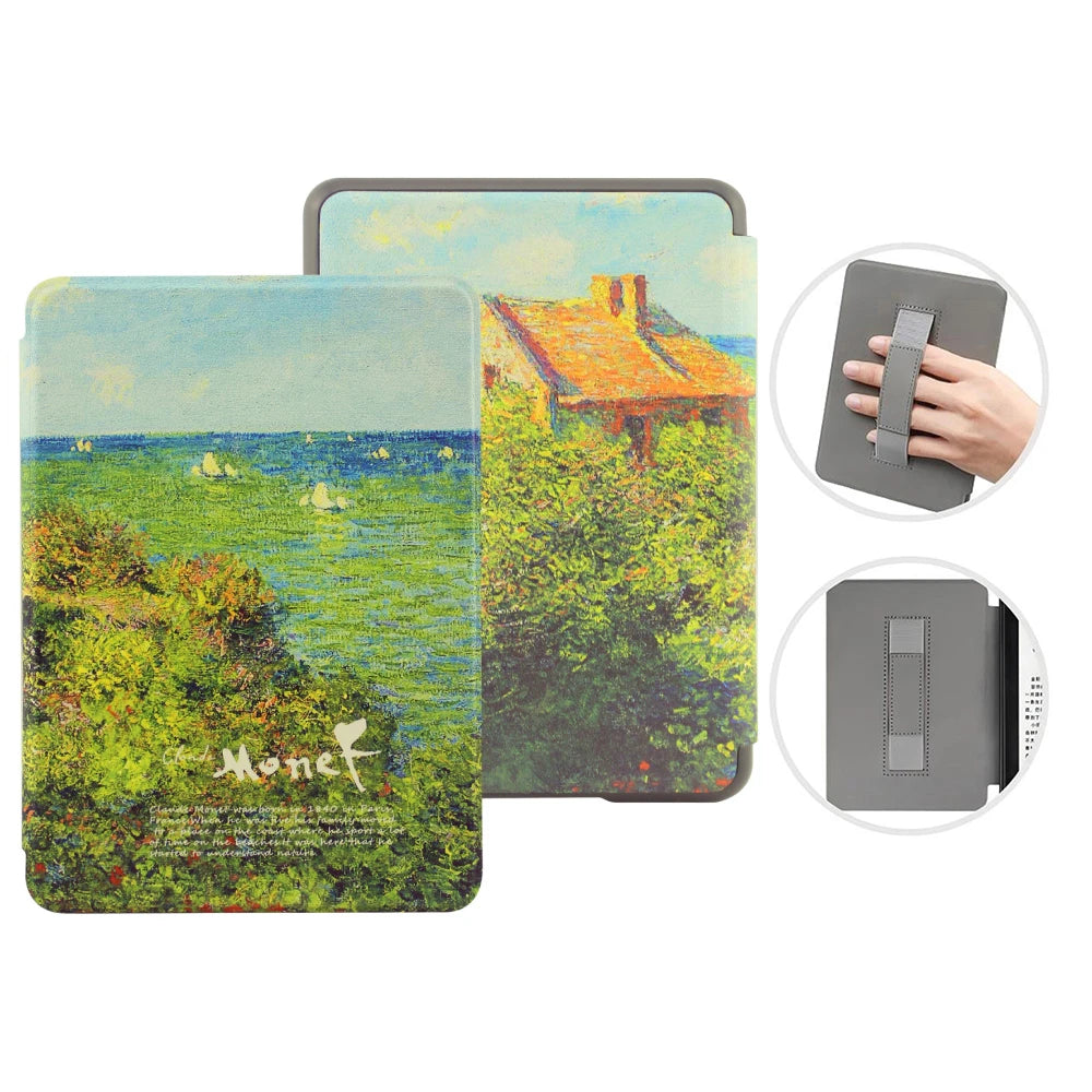 For Kindle Paperwhite 12th Generation Case 2024 Signature Edition 7 inch Leather Case with Hand Strap SA568B Auto Sleep Cover