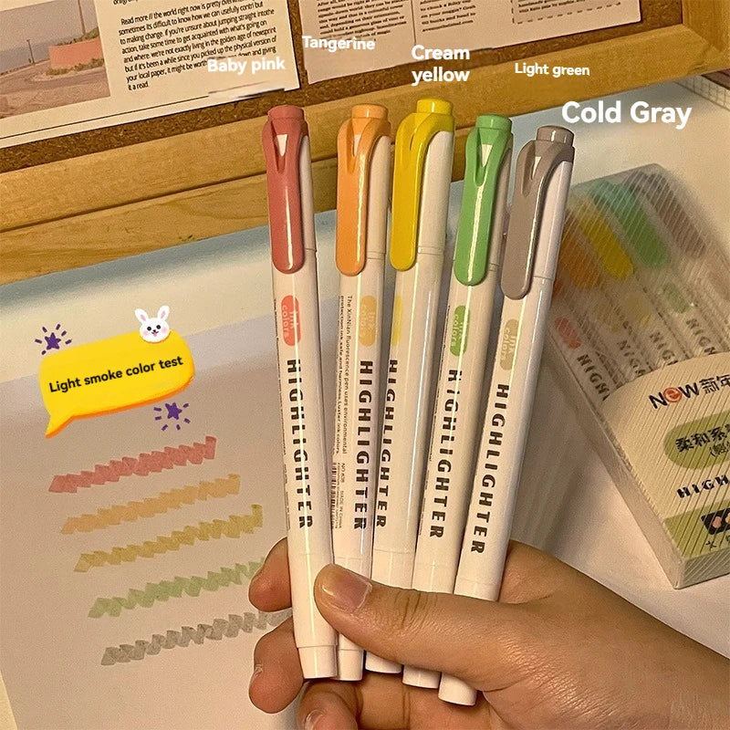 5/15PC Fluorescent Pen Set Student Marking Stroke Key Marking Pen High Beauty Color Handbook Pen Batch