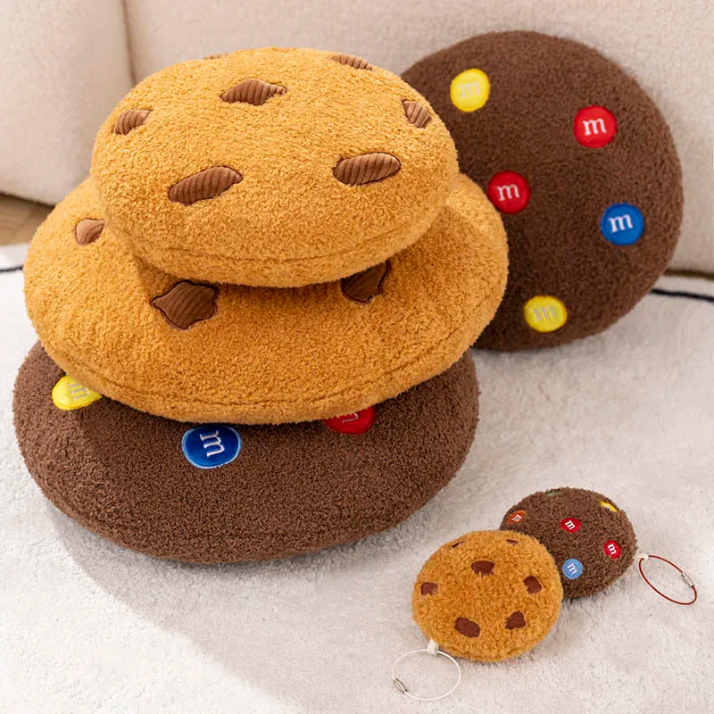 Creative Cookies Pillows Round Shape Chocolate Biscuits Stuffed Plush Toys Realistic Food Snack Seat Cushion Plushie Props Gifts