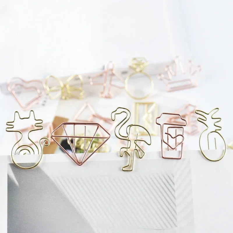 10pcs/set Metal Paperclips Multiple Cartoon Heart Animal Styles Paper Clip Book Scrapbook Planner Page Bookmark Binder Clip - élise & madelyn