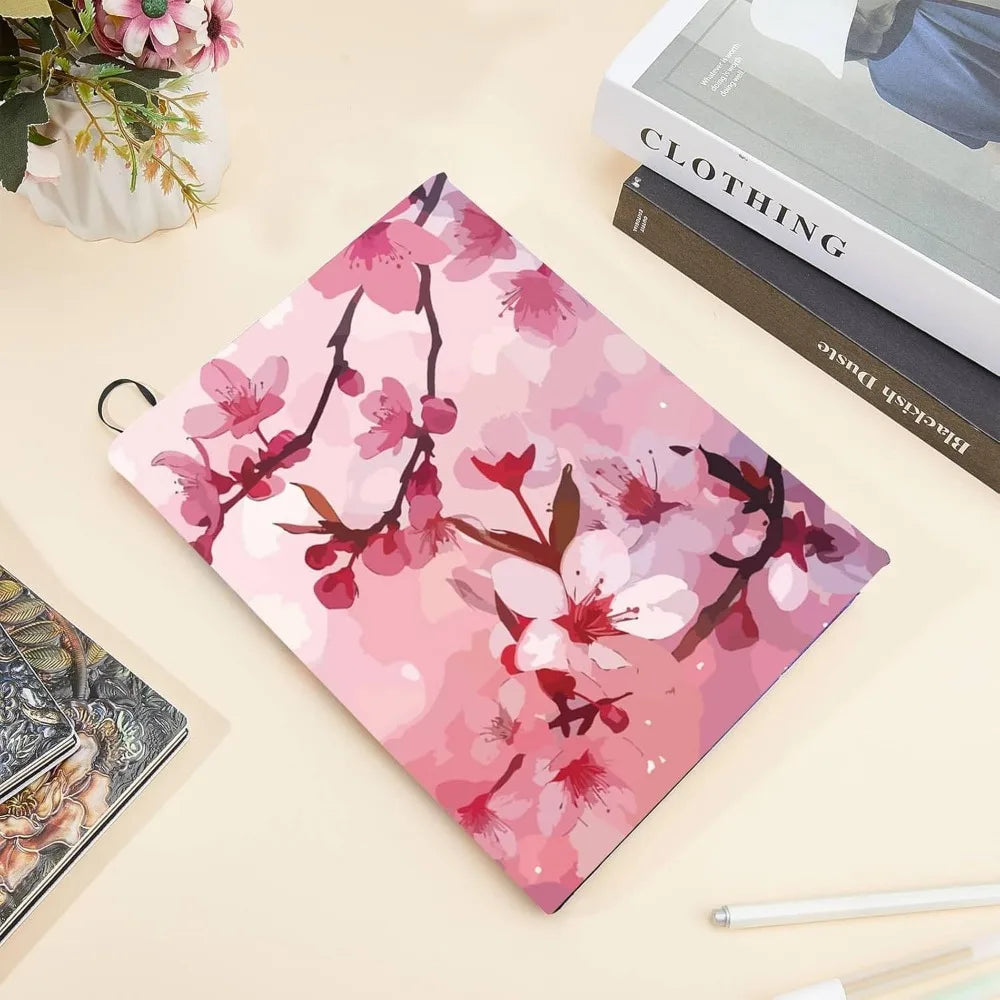 Cherry Blossom Stretchable Book Cover Flower Floral Pink Cover Washable Reusable Large Nylon Book Sleeve Book Protector Elastic