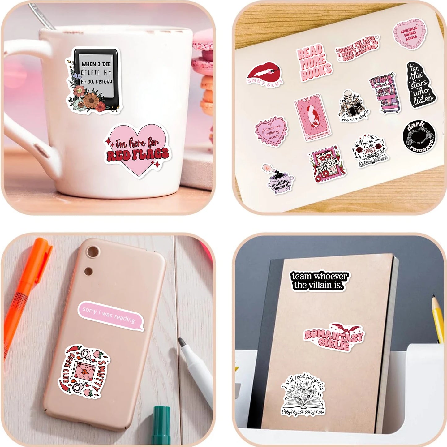 50pcs Smut Reading Books Graffiti Decorative Stickers Laptop Water Bottle Luggage Helmet Motorcycle Stickers