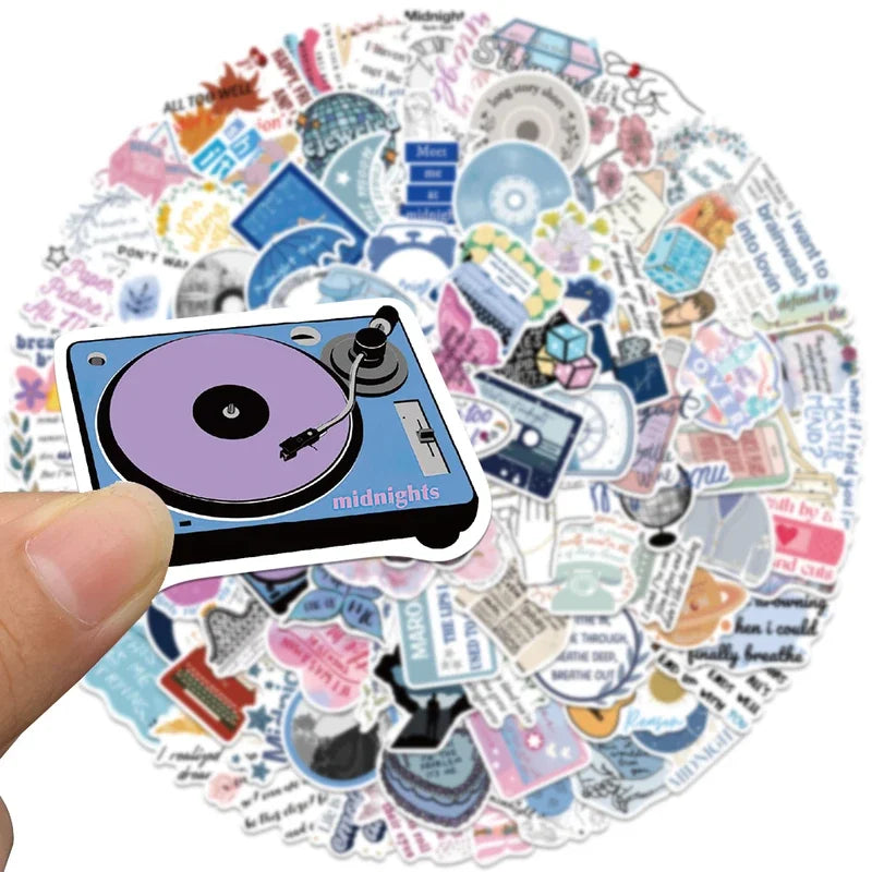 Aesthetic Lyric & Album-Inspired Vinyl Sticker Packs (10 / 30 / 50 pcs)