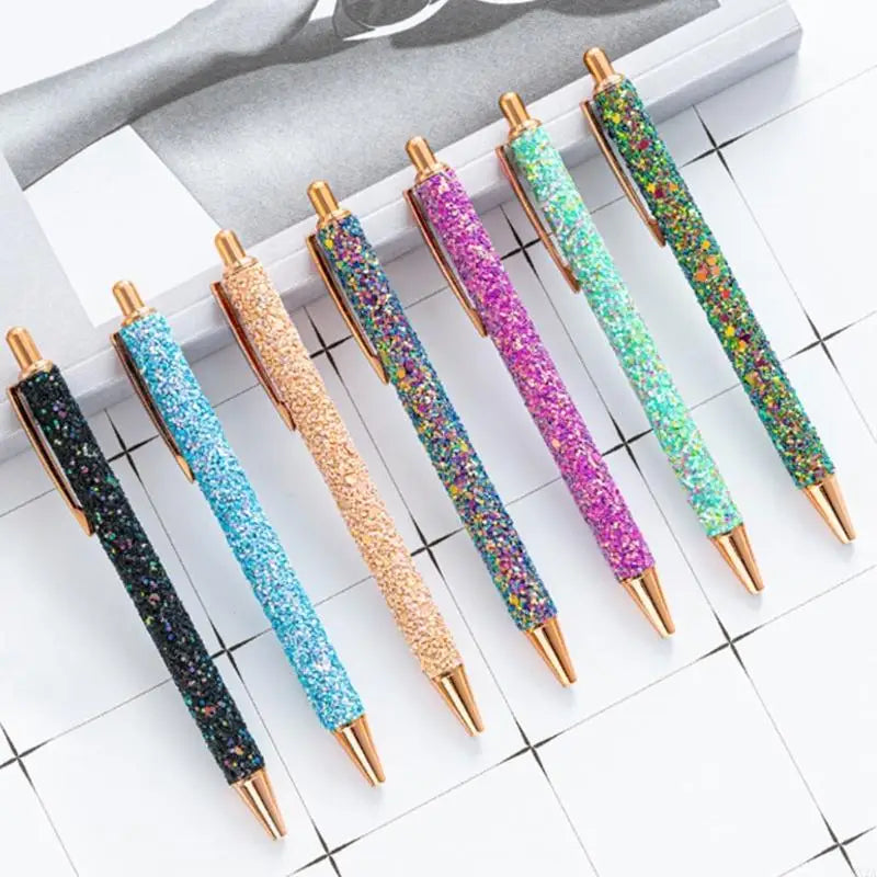 QX2A Fancy Pen for Women Girl Colorful Ballpoint Pen Sequins Journaling Pen