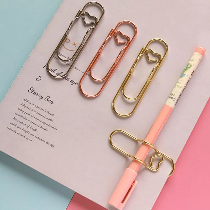 15pcs/set Love Model Paper Clip Metal Bookmark Photo Flipchart Memo Ticket Holder Office School Stationery Supplies