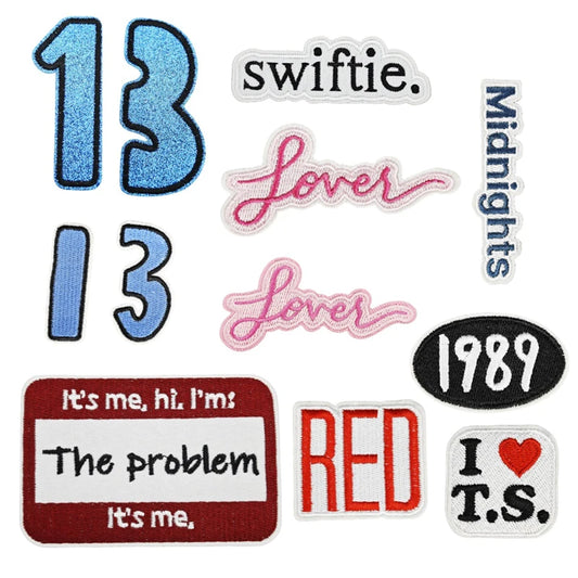 Swiftie Iron-On Embroidered Patches – 13, Lover, Midnights, Red, 1989, Swiftie Badge Appliqués