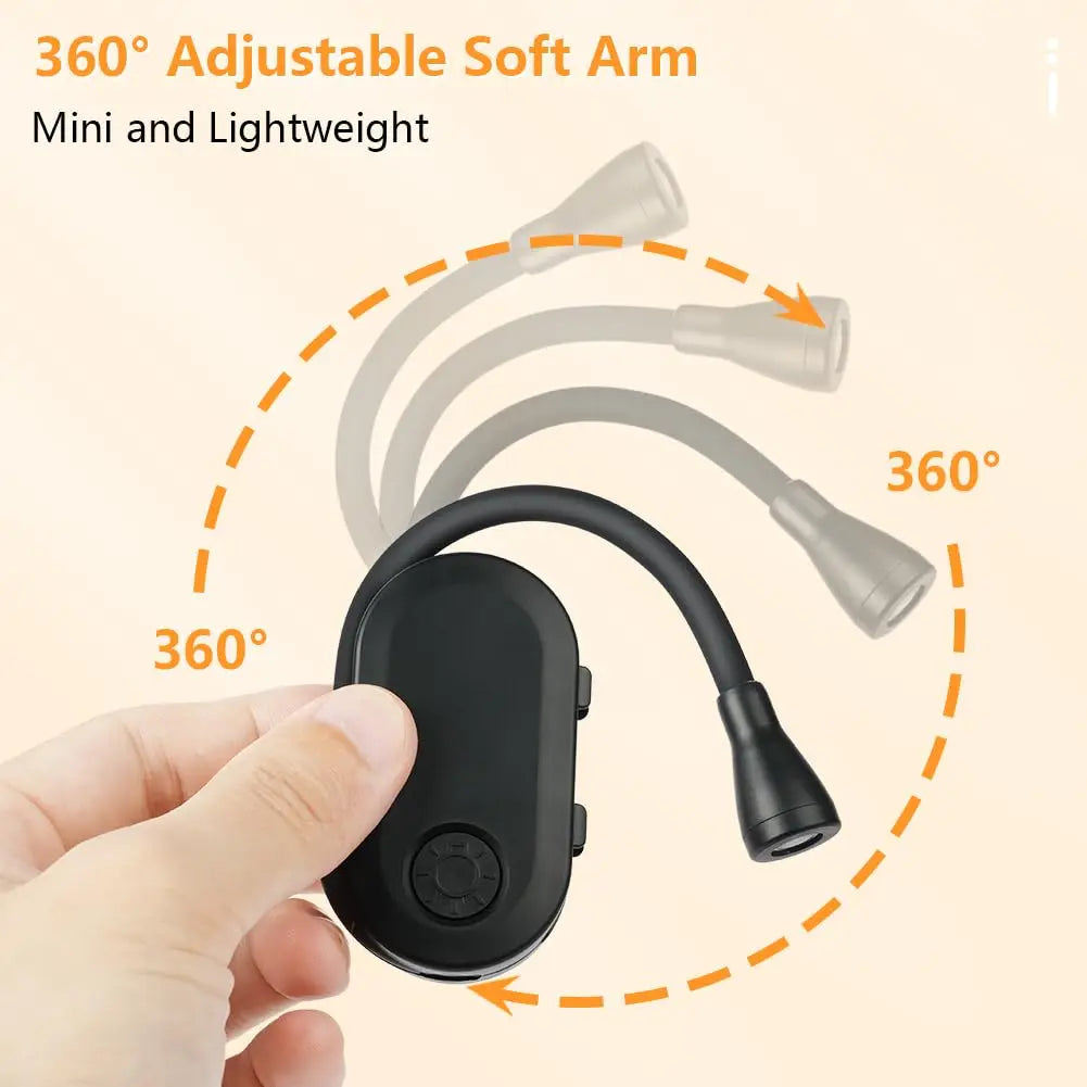Portable Mini LED Book Light 3 Color Warm Cool White Rechargeable Clip 360° Flip Book Lamp for Travel Bedroom Reading Light