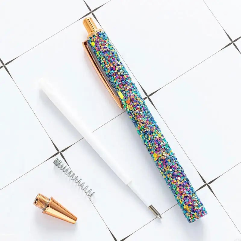 QX2A Fancy Pen for Women Girl Colorful Ballpoint Pen Sequins Journaling Pen