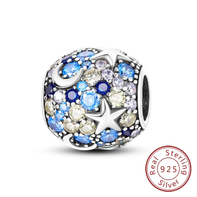 Fit Original Charms Beads 925 Sterling Silver Clip Charms Zircon Silicone Spacer Beads for Bracelet Women DIY Gift Party