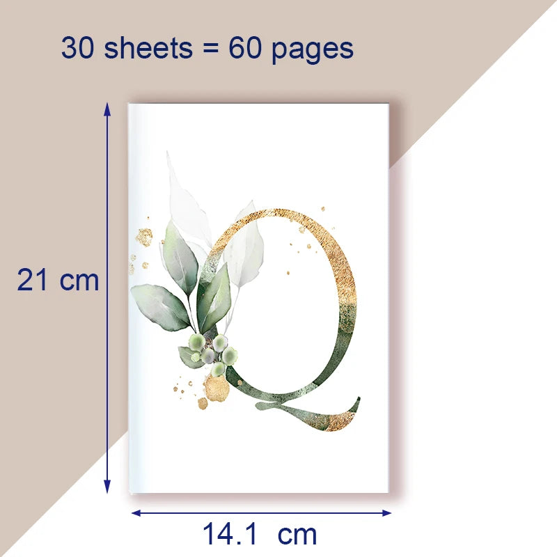 A5 Notebook Note Book Monogram Name Initial Alphabet Letter Majuscule Letters Flower Decor Personality Art Design Personal Diary