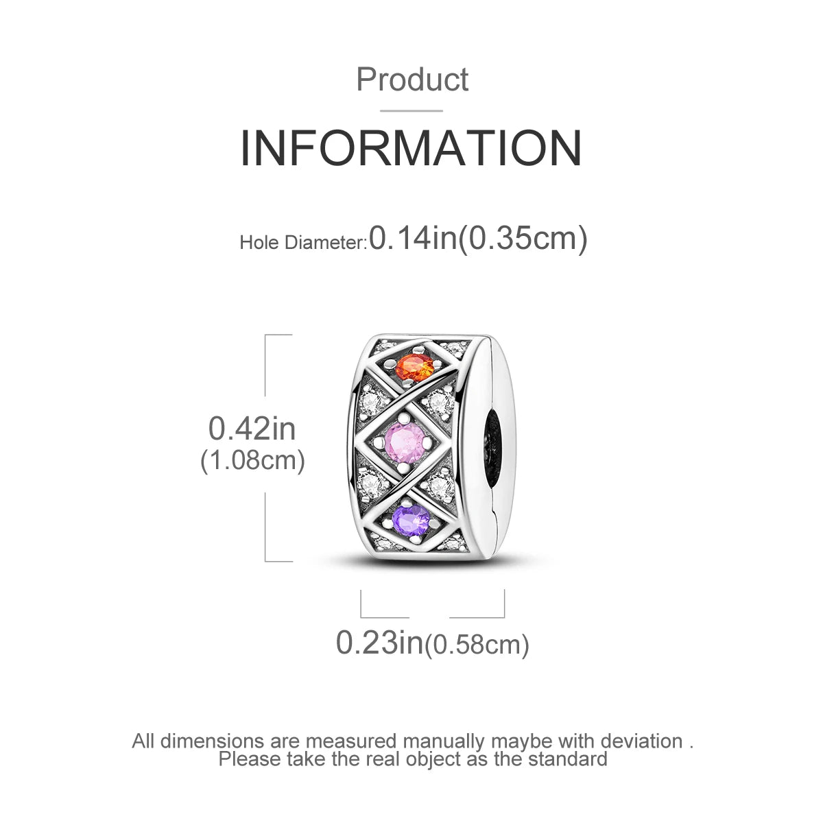 Charms Fit Original Beads 925 Sterling Silver Clip Charms Zircon Silicone Spacer Beads fit Bracelet Women DIY Gift