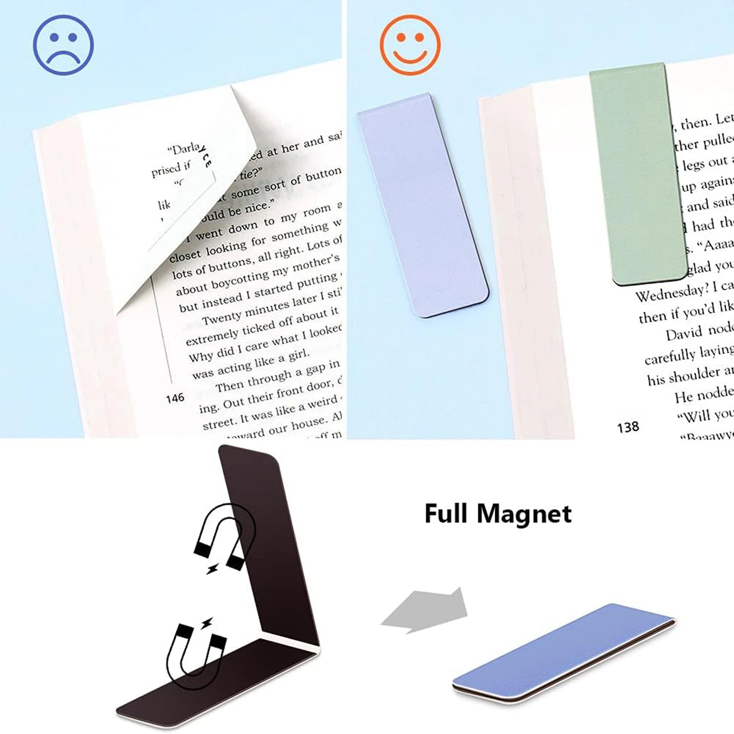 10Pieces Bookmarks, Magnetic Bookmarks for Women, Men, Book Lovers, Page Markers for Students Teachers Reading