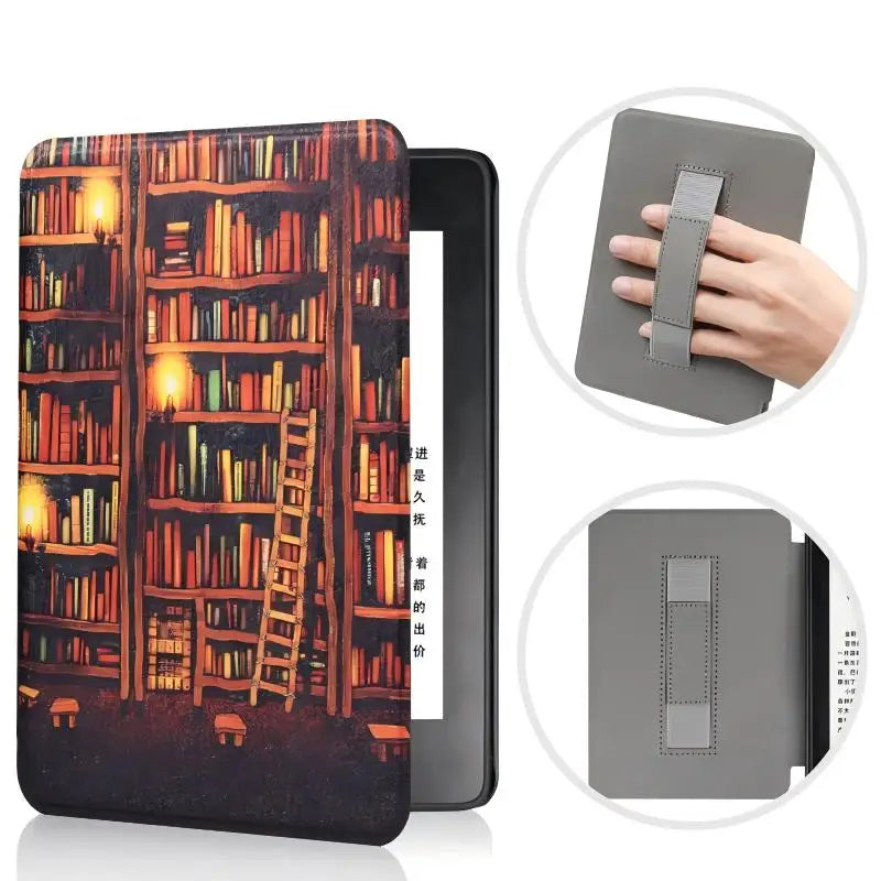For Kindle Paperwhite 12th Generation Case 2024 Signature Edition 7 inch Leather Case with Hand Strap SA568B Auto Sleep Cover