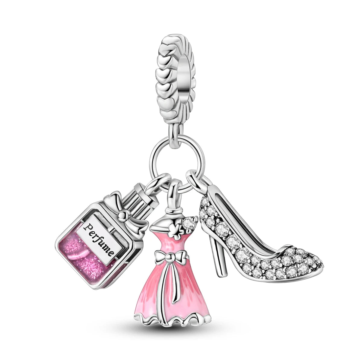 925 Silver Charms Skirt Ballet Shoes Pink Pendants Fit Original Bracelet Beads Diy For Woman Jewelry