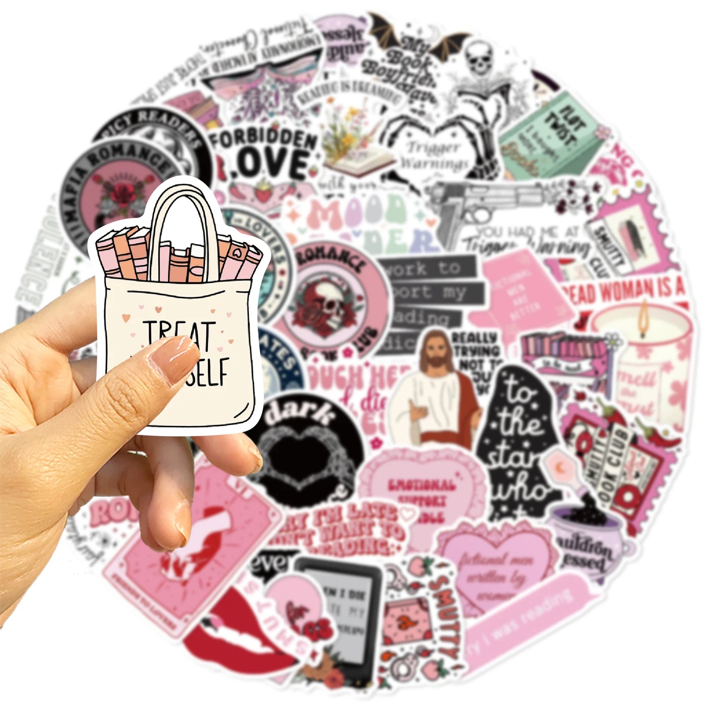 50pcs Smut Reading Books Graffiti Decorative Stickers Laptop Water Bottle Luggage Helmet Motorcycle Stickers