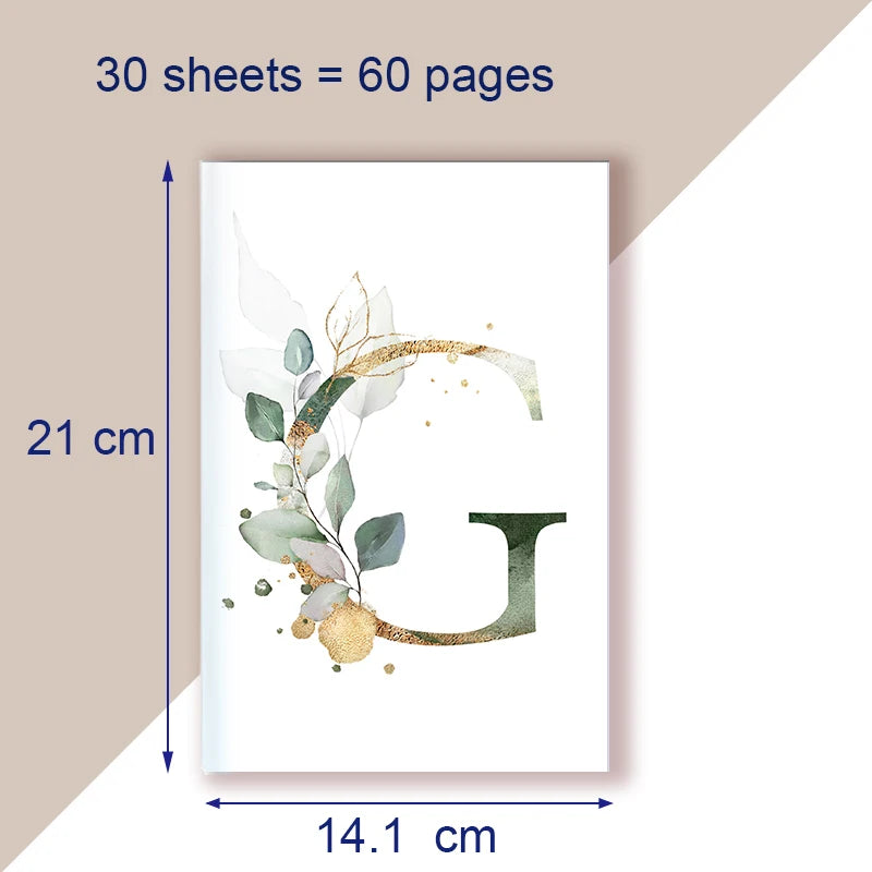 A5 Notebook Note Book Monogram Name Initial Alphabet Letter Majuscule Letters Flower Decor Personality Art Design Personal Diary