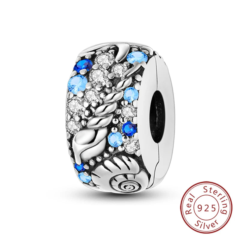 Fit Original Charms Beads 925 Sterling Silver Clip Charms Zircon Silicone Spacer Beads for Bracelet Women DIY Gift Party