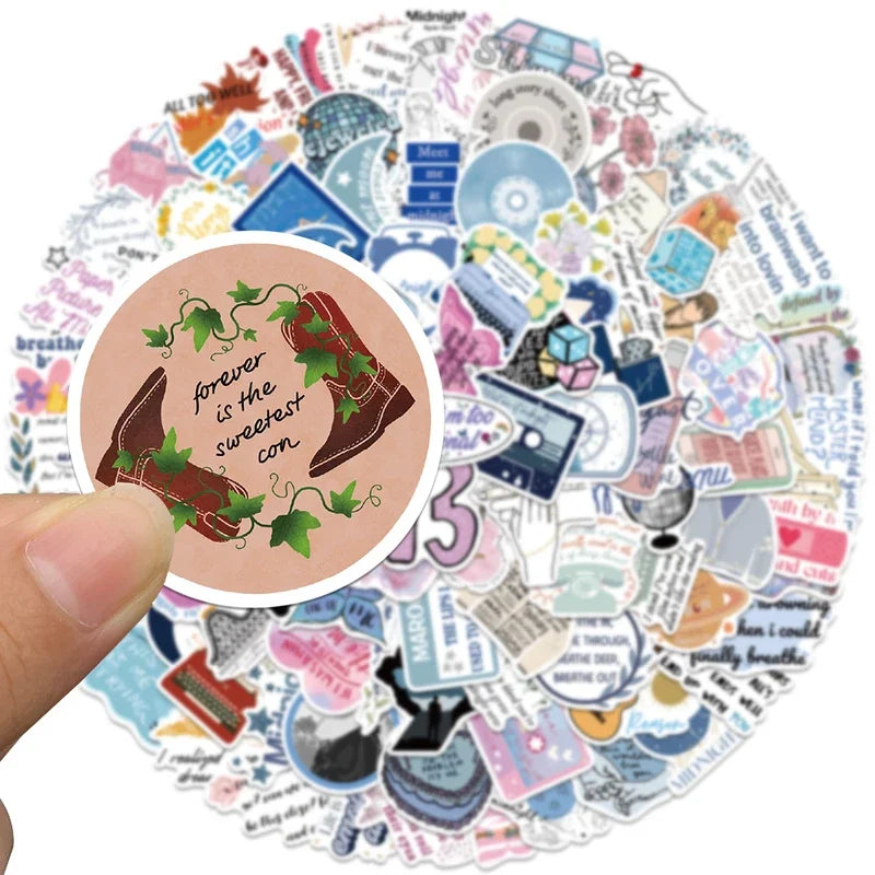 Aesthetic Lyric & Album-Inspired Vinyl Sticker Packs (10 / 30 / 50 pcs)