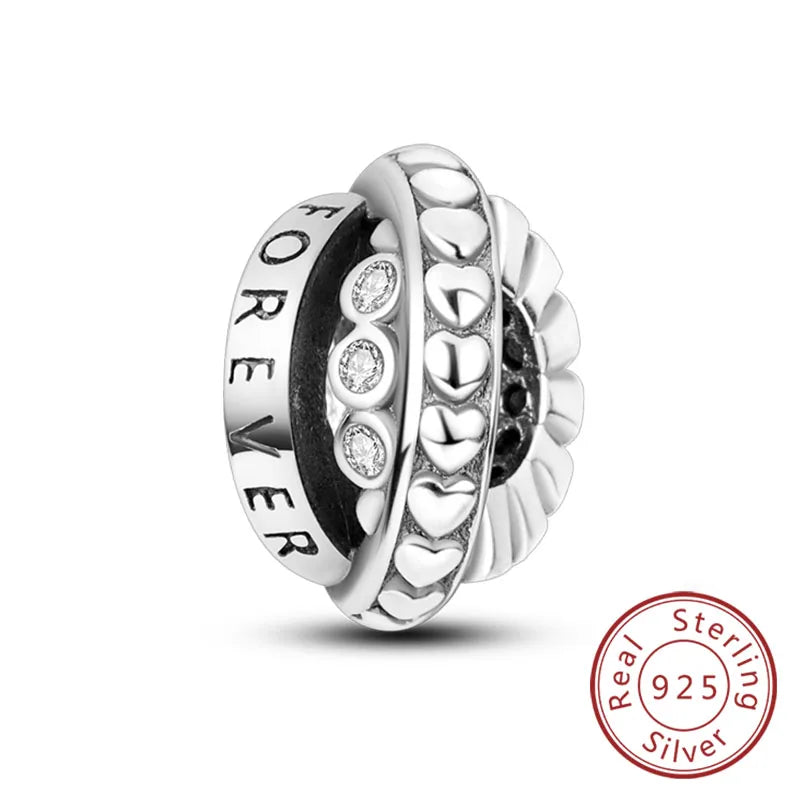 Fit Original Charms Beads 925 Sterling Silver Clip Charms Zircon Silicone Spacer Beads for Bracelet Women DIY Gift Party