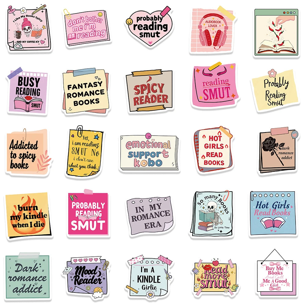 50PCS/pack Dark Romance Stickers Smutty Bookish Sticker Readers Adult Spicy Booktok Vinyl Decals Laptop IPAD Kindle Journal Deco