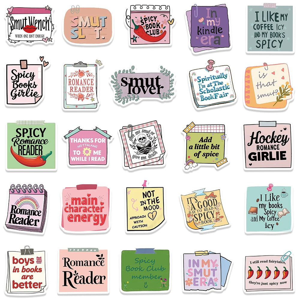 50PCS/pack Dark Romance Stickers Smutty Bookish Sticker Readers Adult Spicy Booktok Vinyl Decals Laptop IPAD Kindle Journal Deco