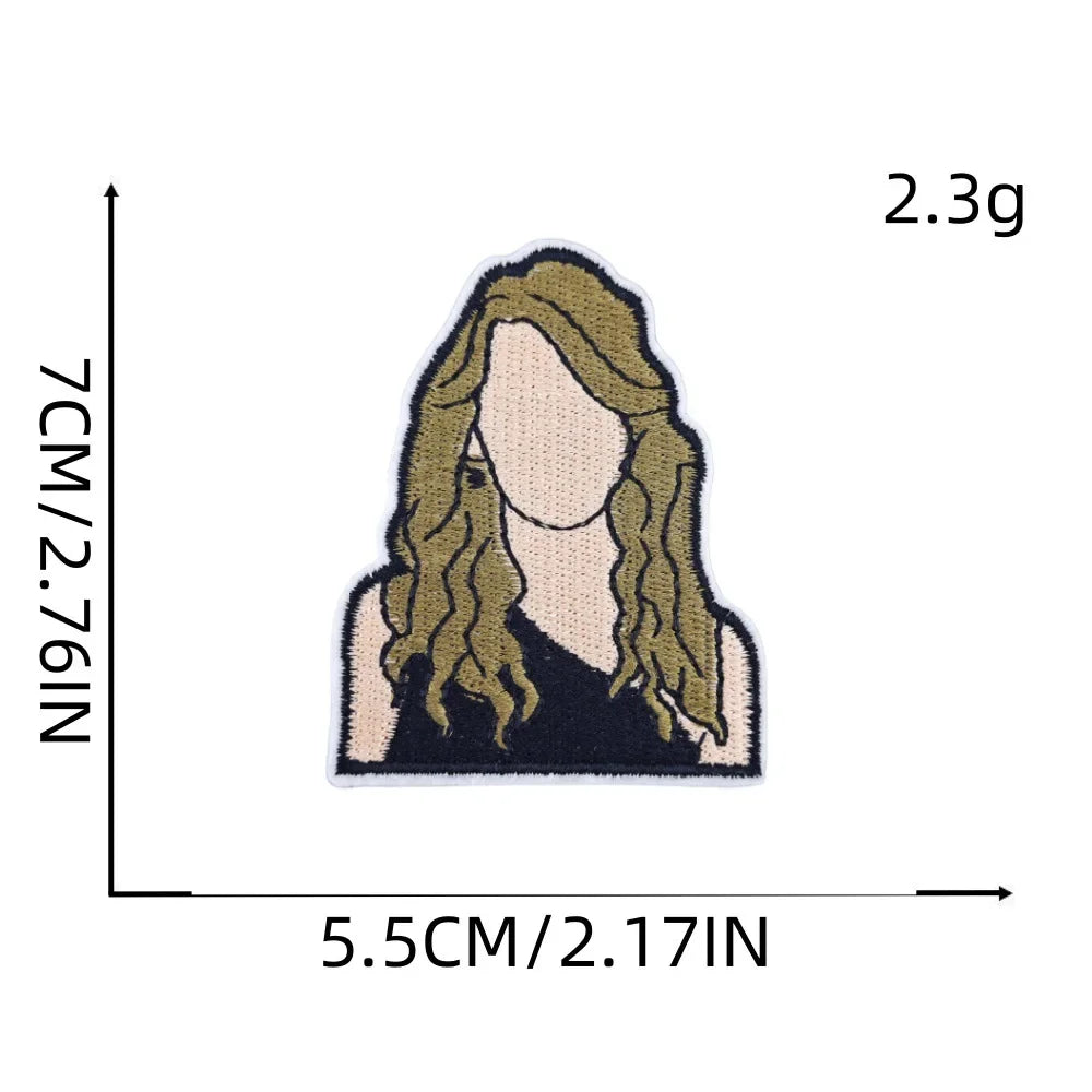 Cartoon Girl Singer patches Decorative Character Embroidered Badge With Rock Music Suitcase Decoration patch