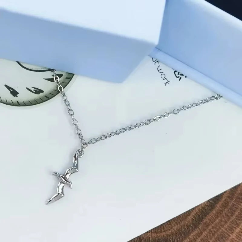 1989-Inspired Silver Seagull Necklace — Minimalist Clavicle Pendant