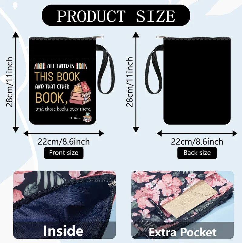 Book Sleeves Cat Coffee Book Protector Book Covers for Paperbacks Washable Cloth Book Cover with Zipper and Extra Sleeve Pocket