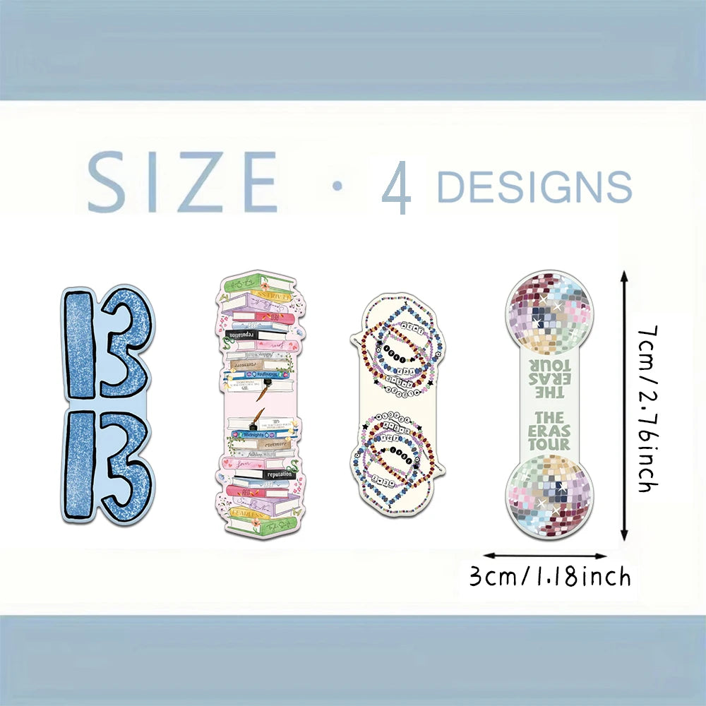 Swiftie Magnetic Bookmark Set (4pcs) – Eras-Inspired Pastel Designs | Taylor-Inspired Gift