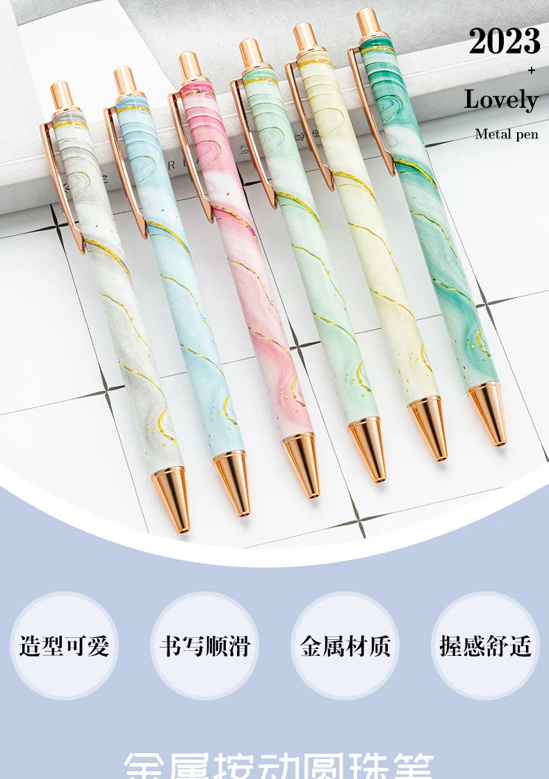 30PCS  Wholesale Metal Ballpoint Pen with Pressed Core Hotel Conference Advertising Pen Multi color Flower Film Ballpoint Pen