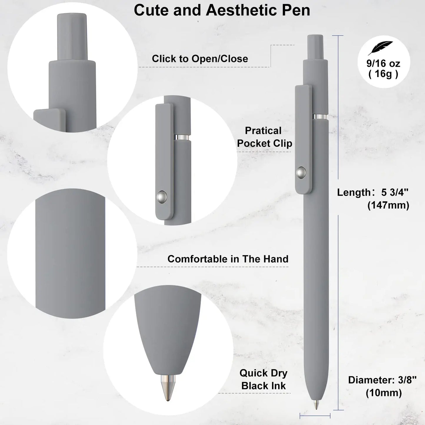 5 Pack 0.5mm Black Ink Pen Fine Tip Smooth Writing Used for Diary Notes Cute Office Study Supplies Gifts for Women Men