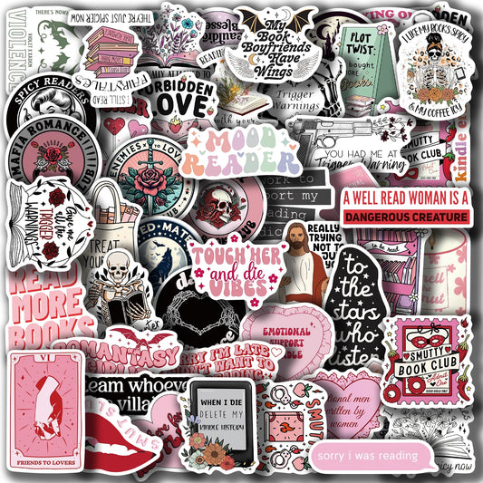 50pcs Smut Reading Books Graffiti Decorative Stickers Laptop Water Bottle Luggage Helmet Motorcycle Stickers