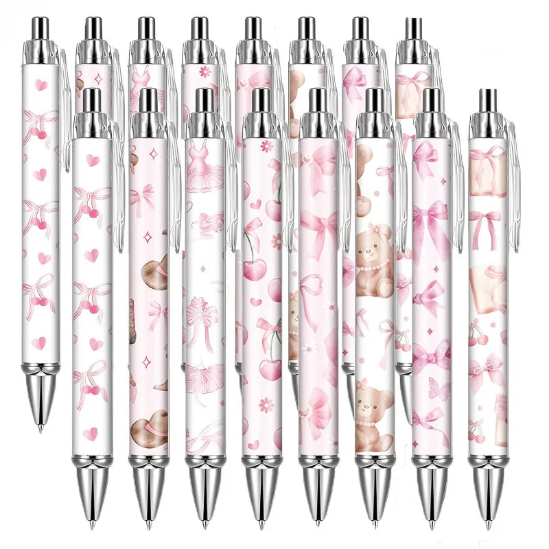 8/16 pcs pink bow ballpoint pens, cute office work signature essentials, suitable for nurses, teachers, colleagues, and assistan