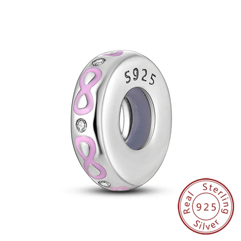 Fit Original Charms Beads 925 Sterling Silver Clip Charms Zircon Silicone Spacer Beads for Bracelet Women DIY Gift Party