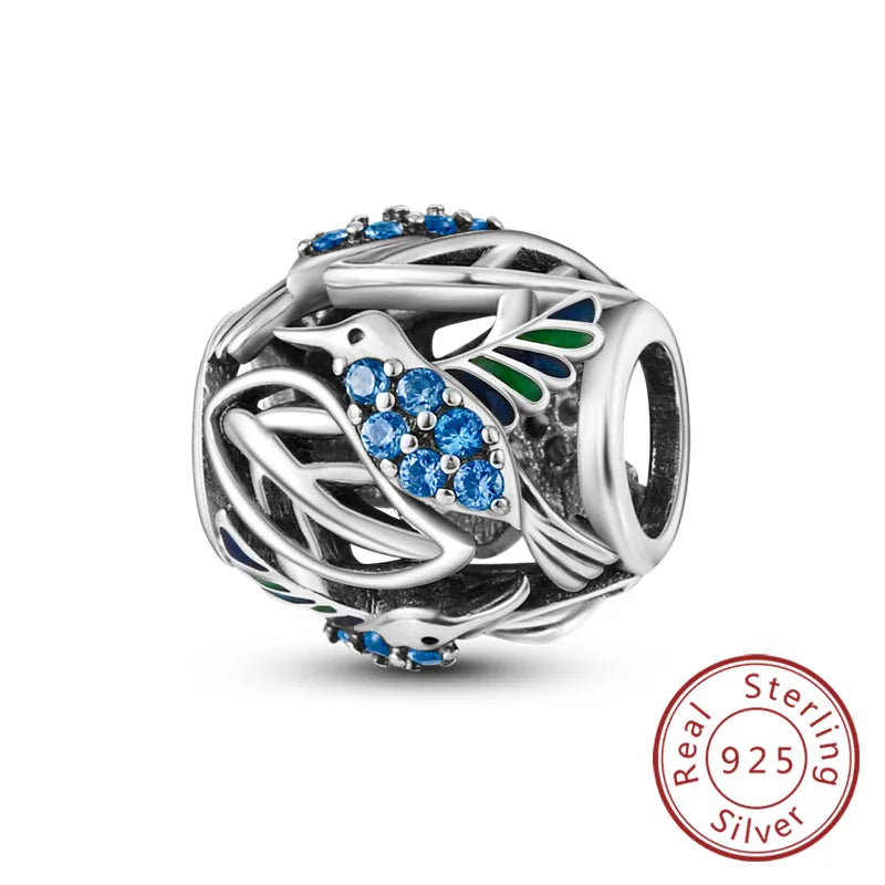 Fit Original Charms Beads 925 Sterling Silver Clip Charms Zircon Silicone Spacer Beads for Bracelet Women DIY Gift Party