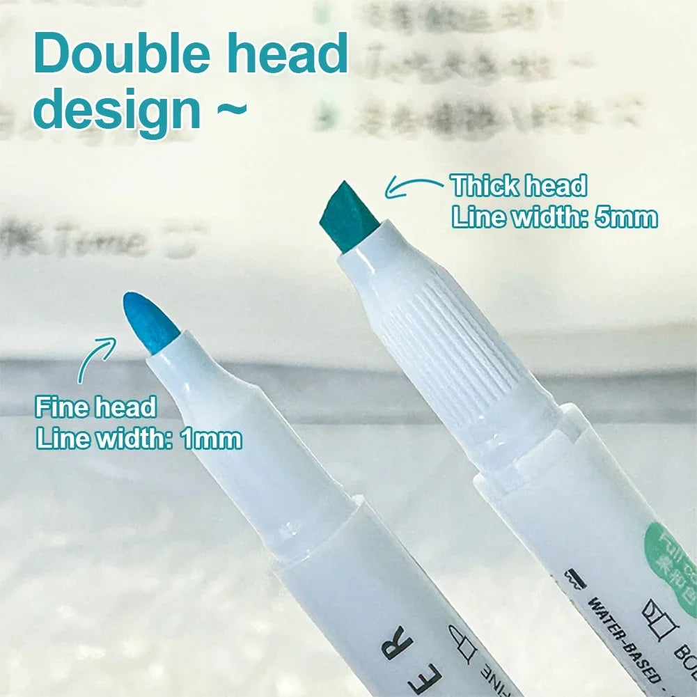 5 Colors Double Headed Highlighter Pen Set Fluorescent Drawing Markers Highlighters Pens Art Japanese Cute Pastel Stationery
