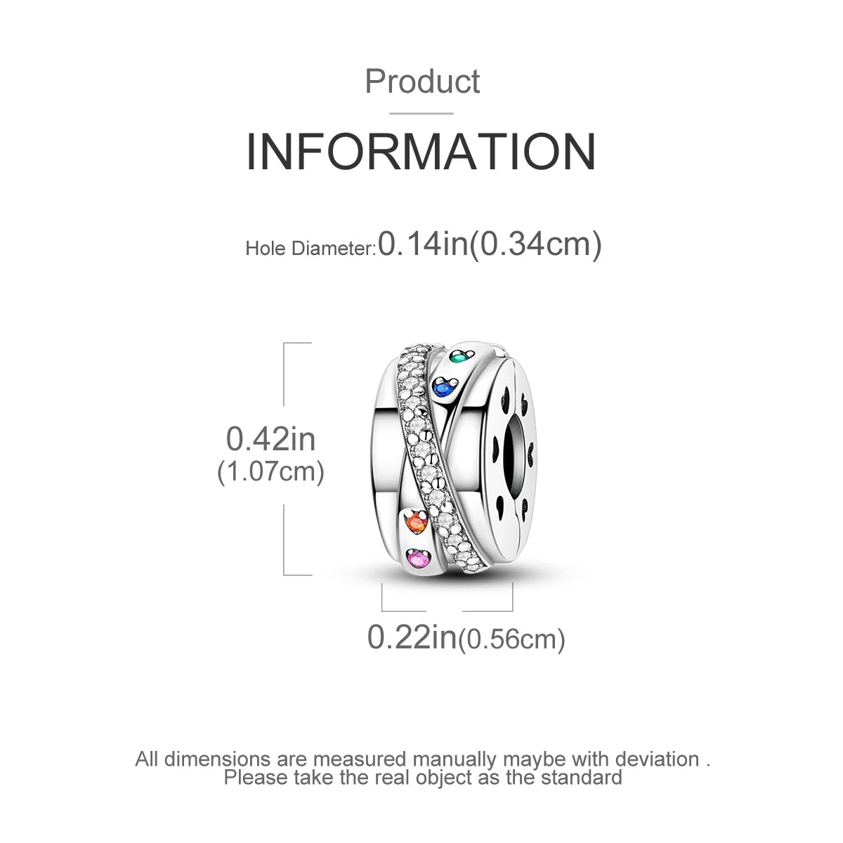 Charms Fit Original Beads 925 Sterling Silver Clip Charms Zircon Silicone Spacer Beads fit Bracelet Women DIY Gift